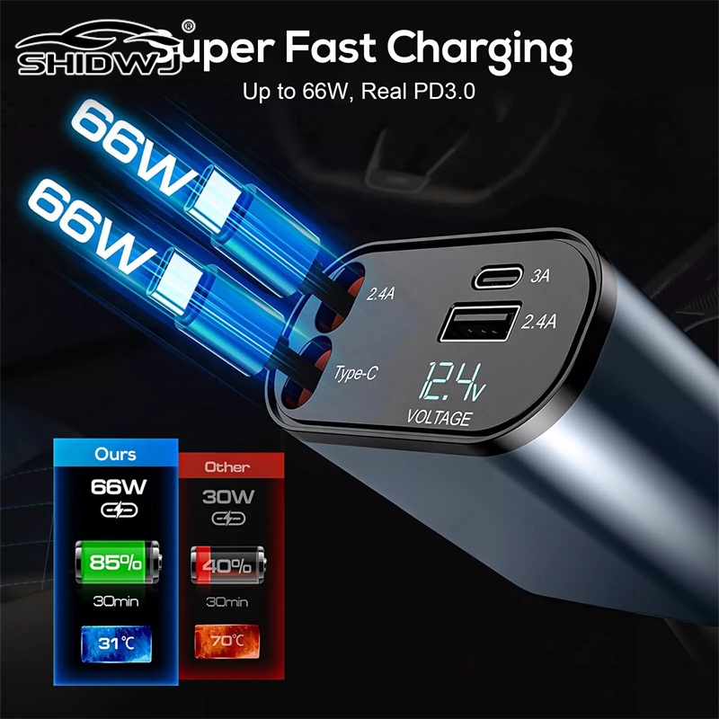 Tethering Cable Usb - 120 W 4 In 1 Einziehbares