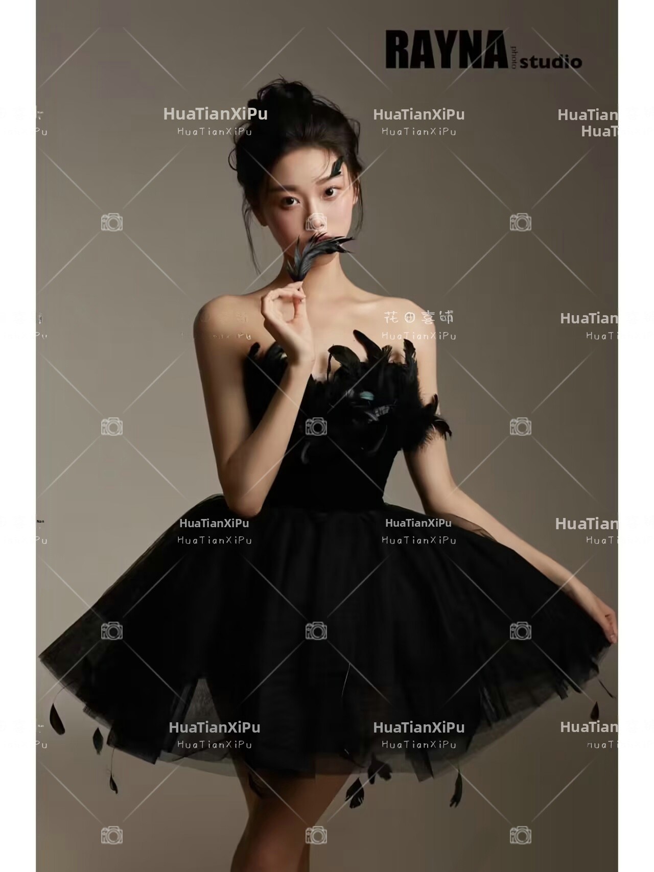 Photography Studio - Neu eingetroffen: Elegante schwarze Schwanen-Ballettmädchen-Kleidung für