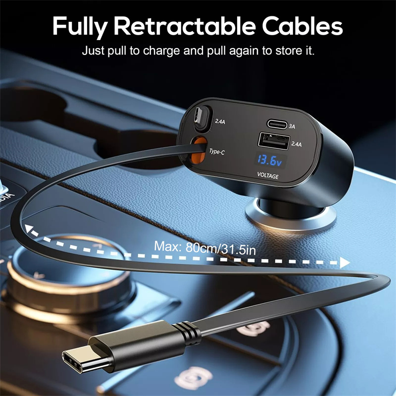 120 W 4 In 1 Einziehbares Auto – Tethering Cable Usb Bewertung und Preis