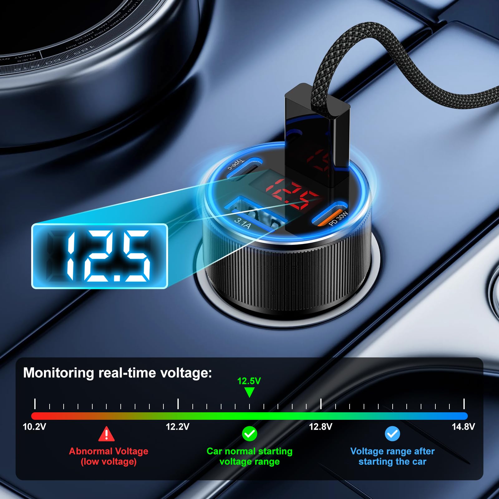 6-in-1 Auto Ladegerät mit QC D – Tethering Cable Usb Bewertung und Preis